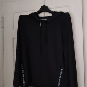 Bebe Sport Women's Black Hoodie Sweatshirt with zip front sides Size XL